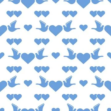 Vector Pattern Dove heart Valentine's day Wedding Stock Illustration