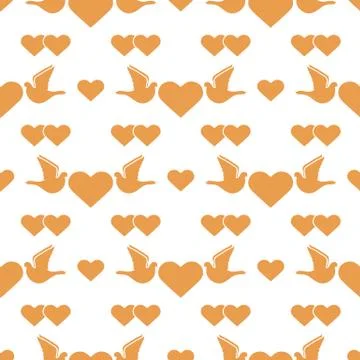 Vector Pattern Dove heart Valentine's day Wedding Stock Illustration