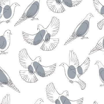 Vector   pattern with doves Stock Illustration