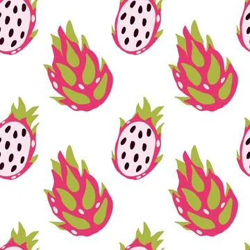Vector pattern of dragon fruit on a light background. Exotic fruit, Pitahay.. 스톡 일러스트