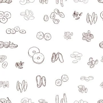 Vector  pattern with  dried fruits. Stock Illustration