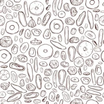 Vector  pattern with  dried fruits. Stock Illustration