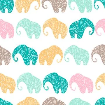 Vector  pattern with elephants Stock Illustration