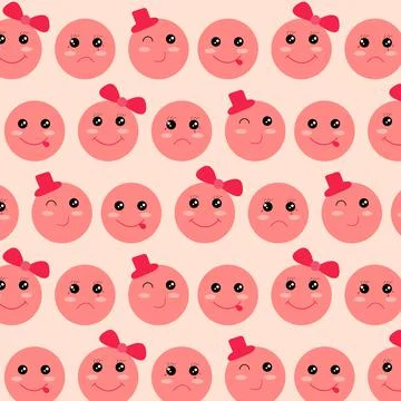 Vector Pattern with Emoticons, Seamless Background. Ilustración de archivo