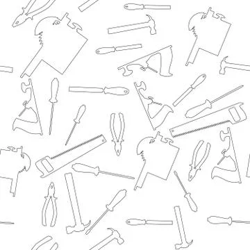 Vector pattern in flat style - hand tools for repair and woodwork Stock Illustration