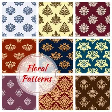 Vector pattern of floral damask seamless ornament 스톡 일러스트