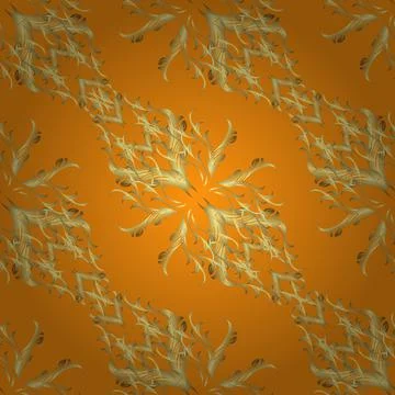 Vector pattern with floral ornament. Golden ornate illustration for sketch. Vint Stock Illustration