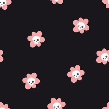 Vector pattern with flower and skull Stock Illustration