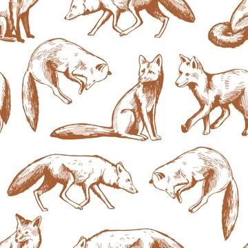 Vector  pattern with foxes. 스톡 일러스트