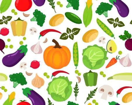 Vector pattern of Fruits and Vegetables food Stock Illustration
