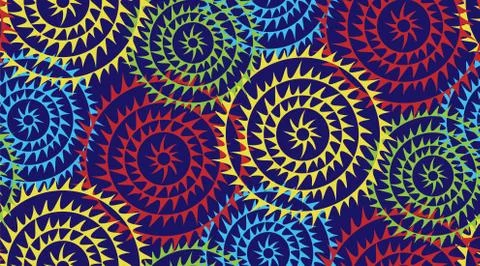 Vector pattern geometric circles with teeth on a dark background. Illustrazione stock