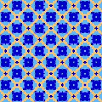 Vector pattern with geometric repeating shapes in blue Stock Illustration