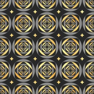 Vector pattern - geometric seamless simple black and gold modern texture Illustrazione stock