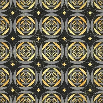 Vector pattern - geometric seamless simple black and gold modern texture Stock Illustration