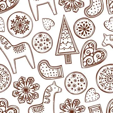 Vector   pattern with ginger cookies. Stock Illustration