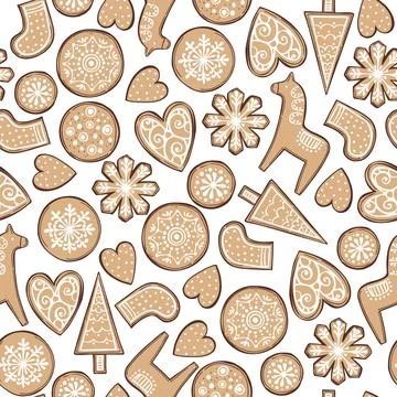 Vector   pattern with ginger cookies. Stock Illustration