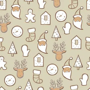 Vector   pattern with ginger cookies. Stock Illustration