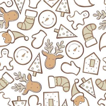 Vector   pattern with ginger cookies. Stock Illustration