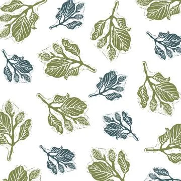 Vector pattern of green and blue beech leaves. イラスト素材