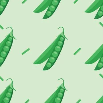 Vector pattern of green peas in a minimal style Stock Illustration
