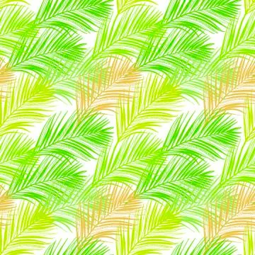 Vector pattern green tropical leaves summer transparent Stock Illustration