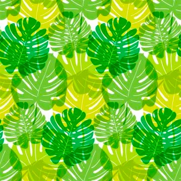 Vector pattern green tropical leaves summer transparent Illustrazione stock