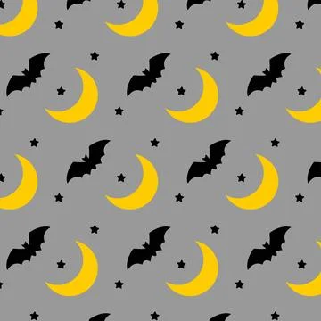 Vector pattern for Halloween. Illustration of a bat and moon on a gray Illustrazione stock