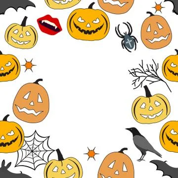 Vector pattern Halloween pumpkin Jack festive bat Stock Illustration