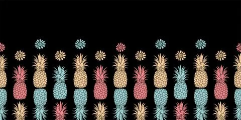Vector pattern with hand drawn illustration of pineapple. Great for fabric, p Stock Illustration