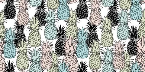 Vector pattern with hand drawn illustration of pineapple. Great for fabric, p Stock Illustration