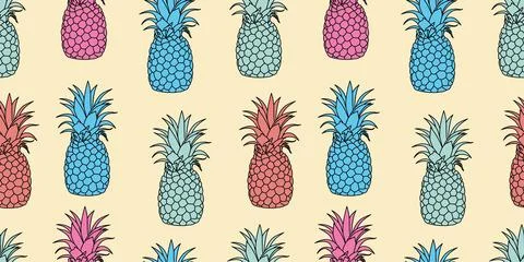 Vector pattern with hand drawn illustration of pineapple. Great for fabric, p Stock Illustration