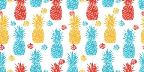 Vector pattern with hand drawn illustration of pineapple. Great for fabric, p Stock Illustration