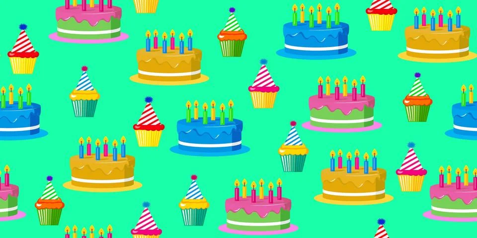 Vector pattern happy birthday blue Stock Illustration