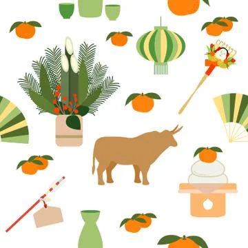Vector pattern Happy New Year 2021 Japan Tradition Stock Illustration