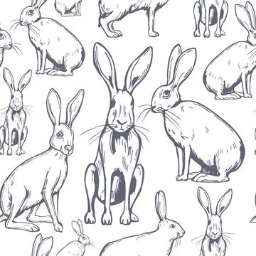 Vector pattern with  hares . Illustrazione stock