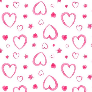 Vector Pattern of Hearts. Like aquarelle painting. 库存插图