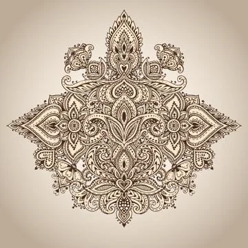 Vector pattern of henna floral elements Stock Illustration