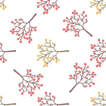 Vector pattern with herbal elements. Decorative seamless background. Stock Illustration