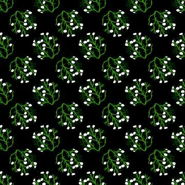 Vector pattern with herbal elements. Decorative seamless background. Stock Illustration