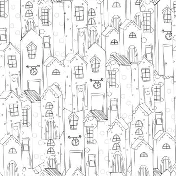 Vector pattern with houses Stock Illustration