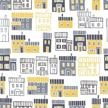 Vector pattern with  houses. Stock Illustration