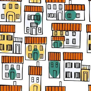 Vector pattern with  houses. Illustrazione stock