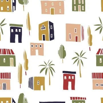 Vector pattern with  houses. Stock Illustration
