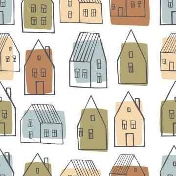 Vector pattern with  houses. Stock Illustration