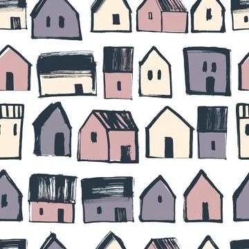 Vector pattern with  houses. Stock Illustration