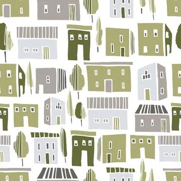 Vector pattern with  houses. Stock Illustration