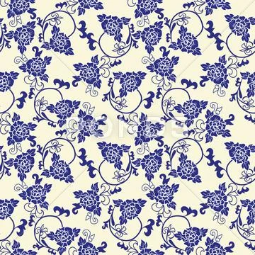 Vector pattern Imitation of chinese porcelain painting Stock Illustration
