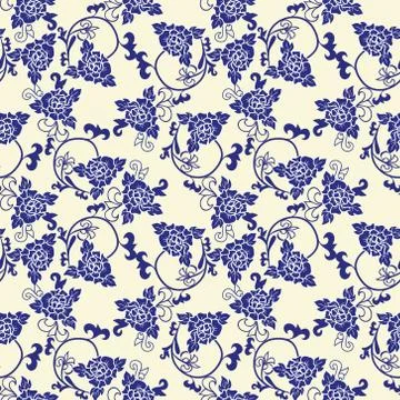 Vector pattern Imitation of chinese porcelain painting Stock Illustration