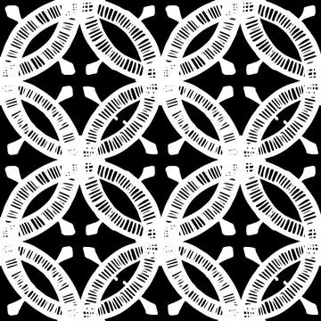 Vector pattern of intersecting circles in geometric order with protruding lines Stock Illustration