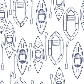 Vector   pattern  with kayaks. Stock Illustration